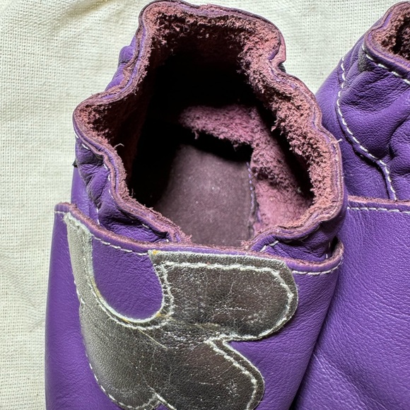 Boumy Flower Power Shoes with soft sole for Babys Infant Purple Leather size L - Picture 6 of 17